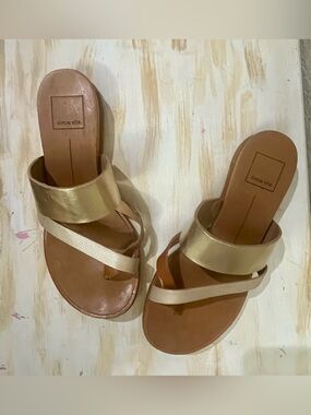 Dolce Vita Patty sandal Metallic Gold and Brown Slide